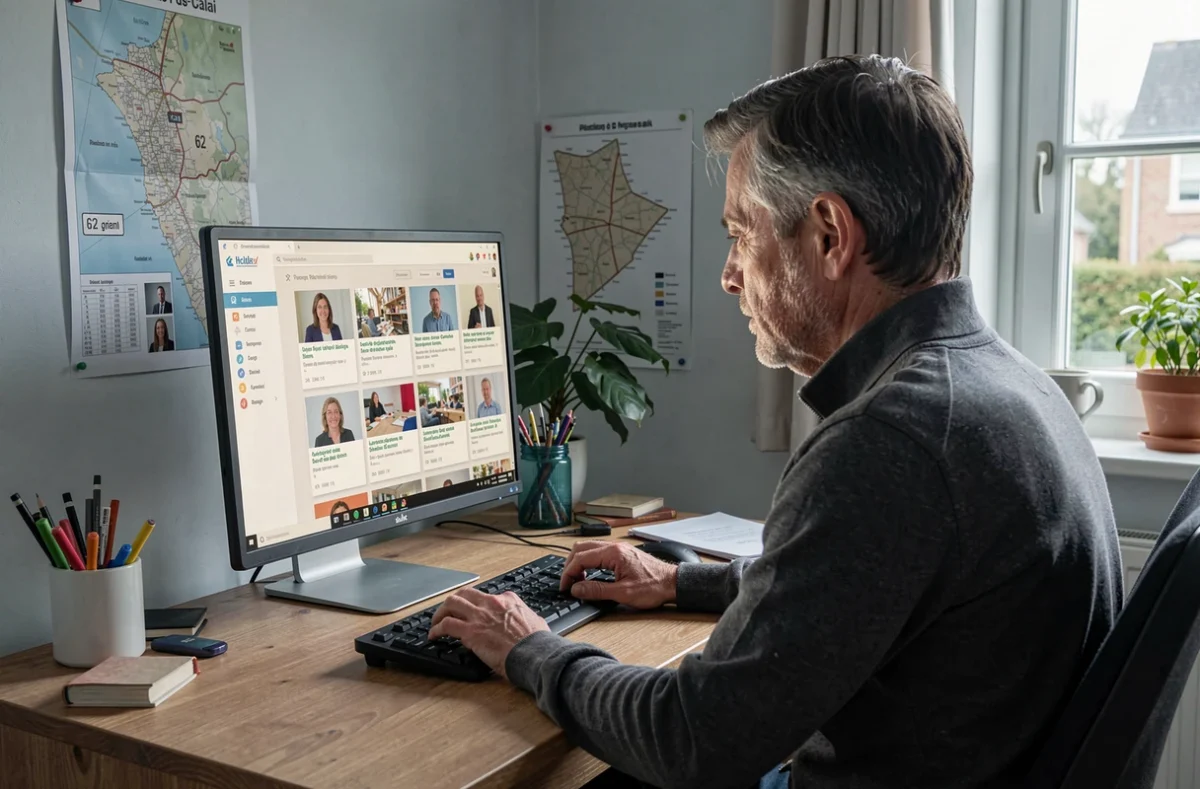 Personne recherchant des annonces de professeurs d'anglais dans le 62 sur la plateforme Aide-au-top