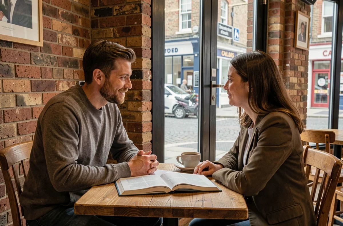 Cours particulier d'anglais via Apprentus dans un café de Calais entre tuteur et étudiant