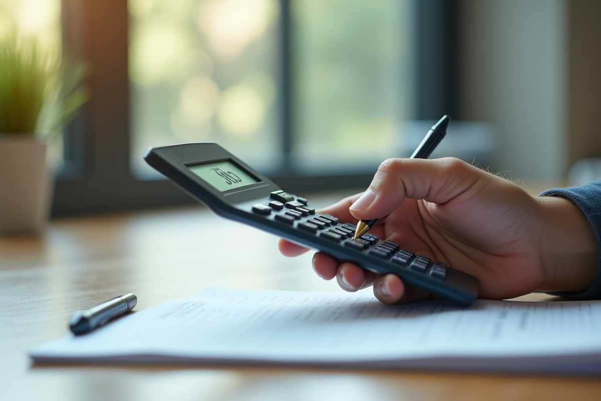 Main tenant une calculatrice affichant 18 pour cent de 350