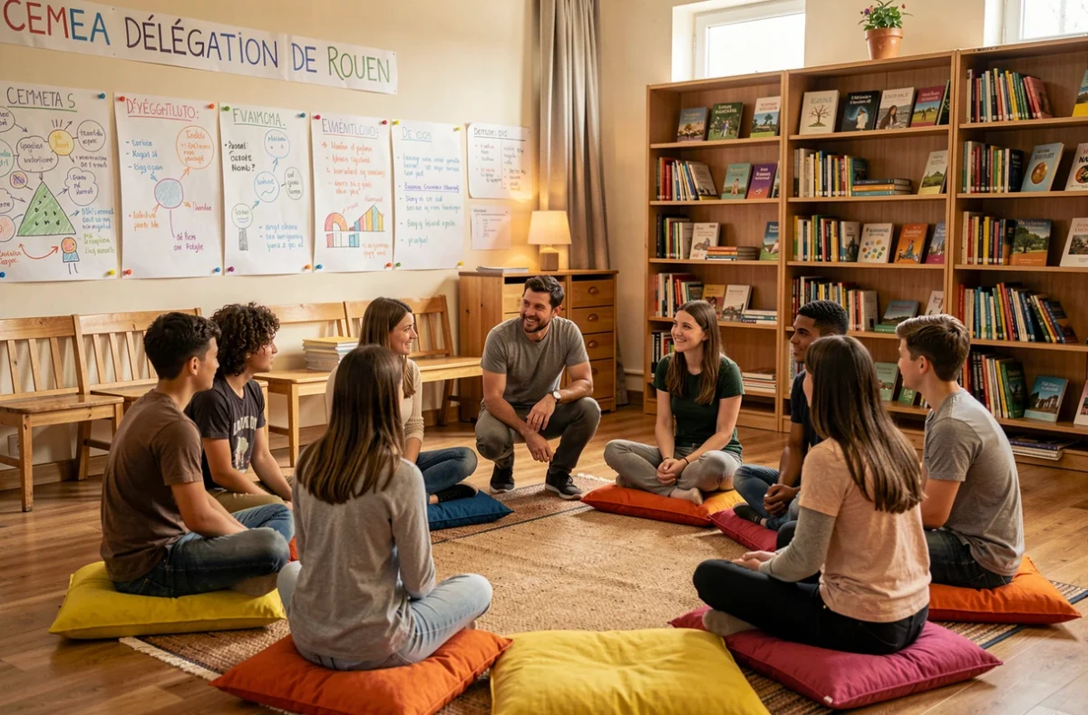 Animateur socio-éducatif en formation participative avec un groupe au CEMEA Délégation de Rouen