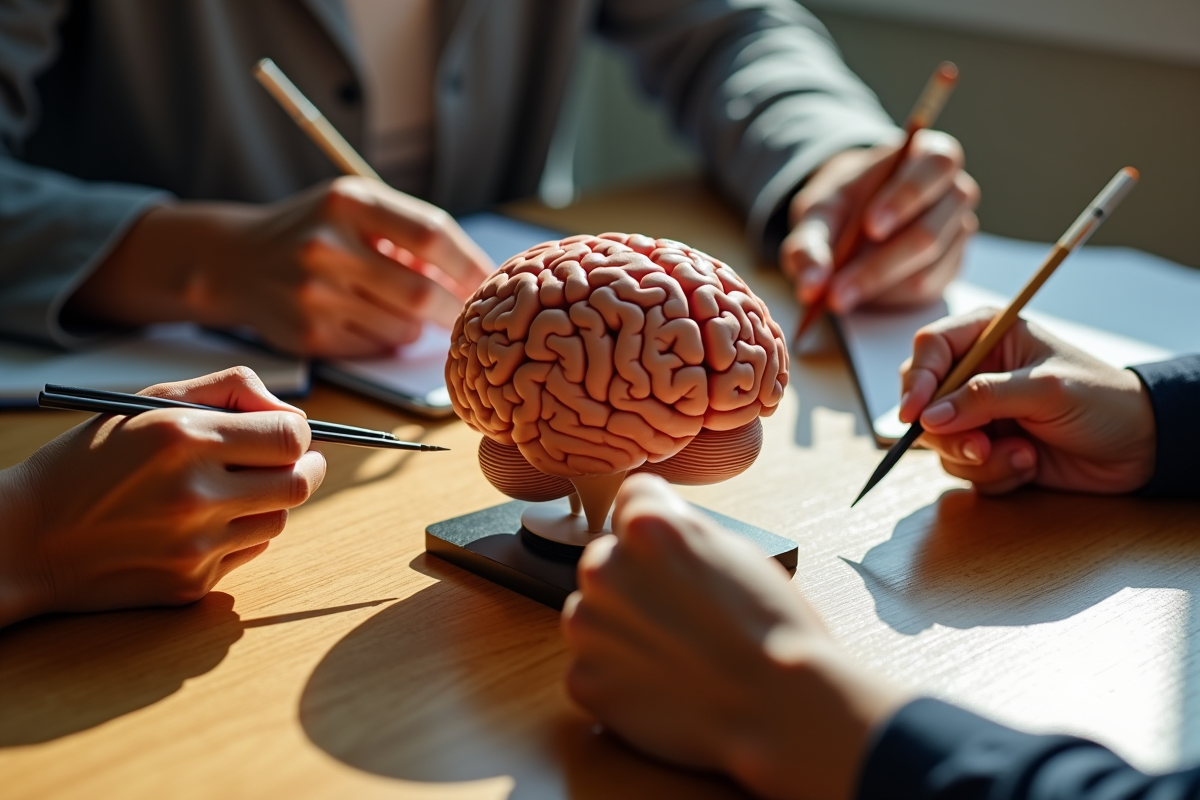 Cerveau en modèle entouré d
