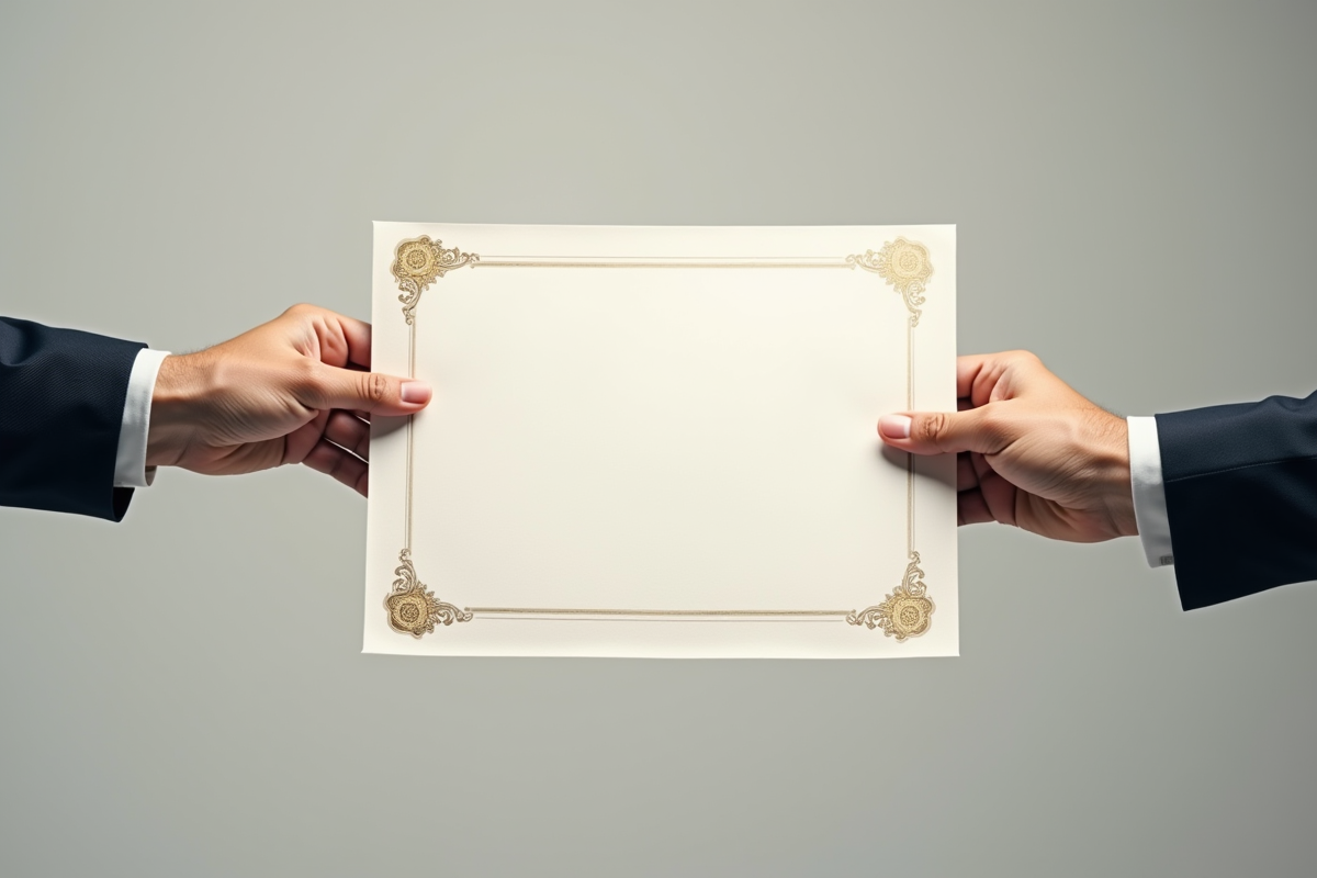 Détails de diplômes et certificats en gros plan