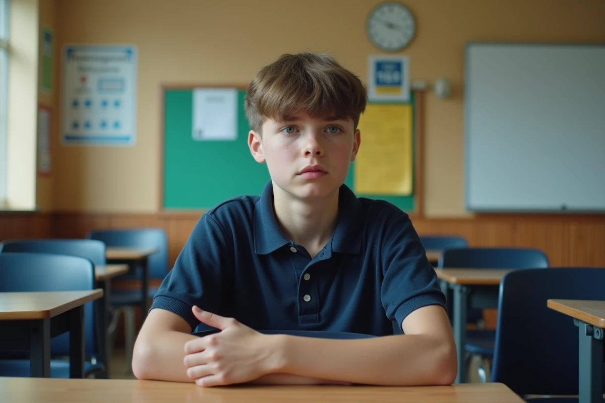 Élève en auto-école classique passant le code de la route dans une salle de cours