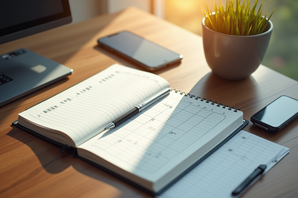 Espace de travail moderne avec ordinateur et tablette