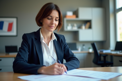 Femme en bureau de formation avec certificat RNCP
