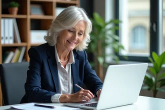 Femme d'affaires dans un bureau moderne et lumineux