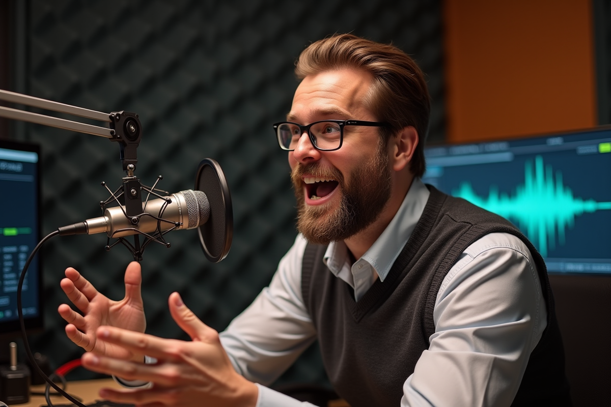 Homme parlant dans un studio d