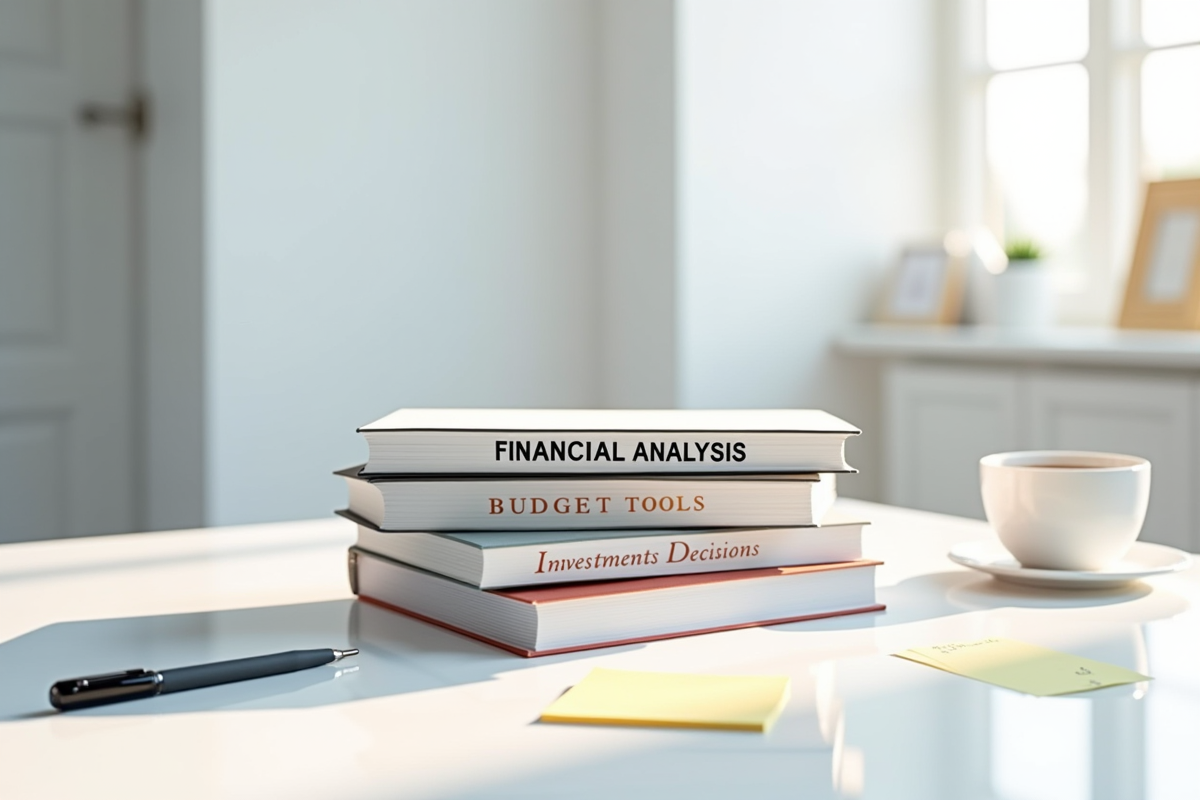 Trois piles de livres sur l analyse financière et la gestion