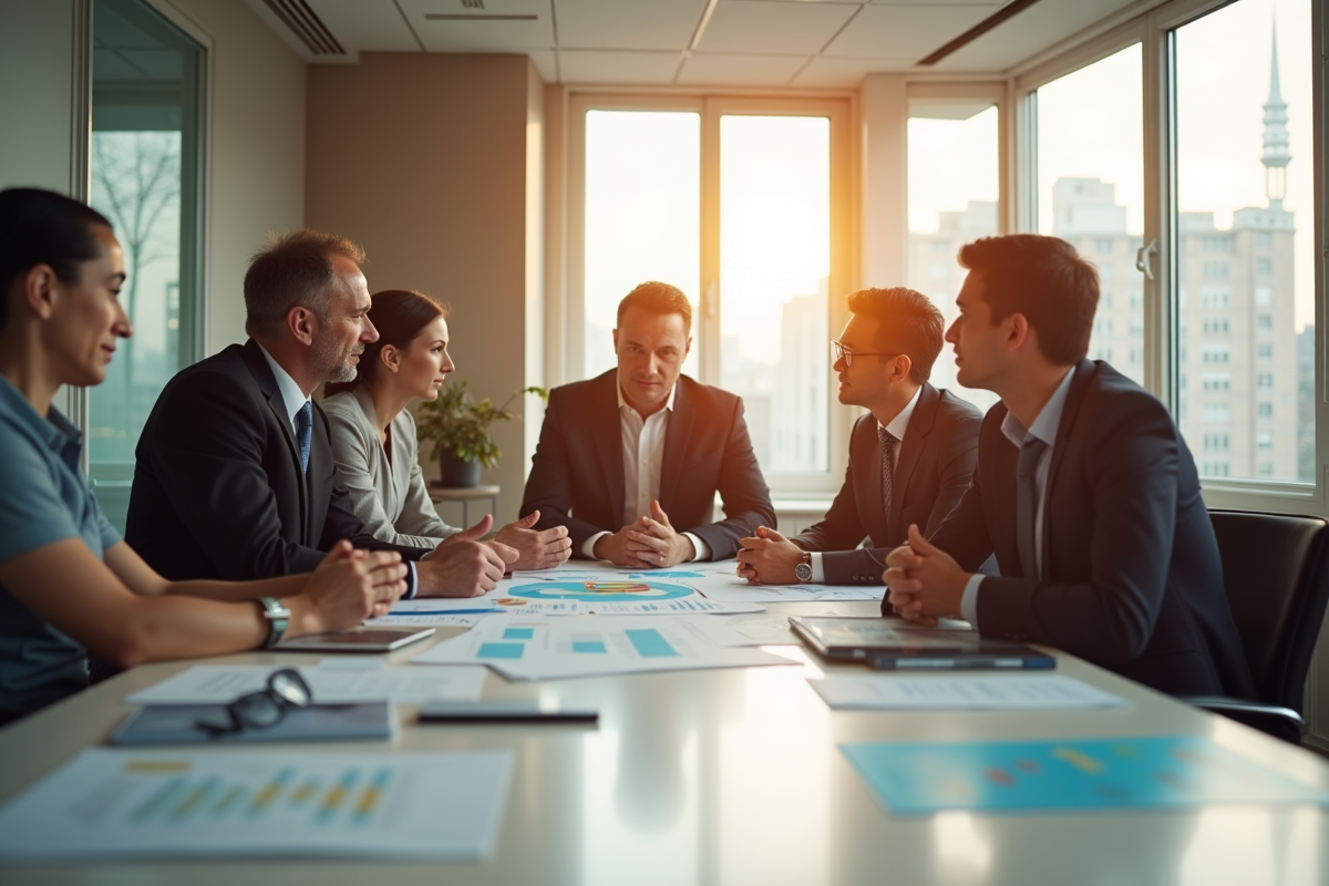 Groupe de professionnels lors d'une réunion de travail